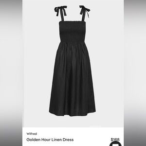 NWT Wilfred Aritzia Black Midi Dress Small XS Linen Stretchy Classy Minimalist